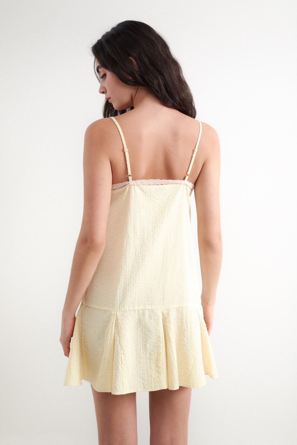Vestido Relaxed Mini Lingerie - Blazing Yellow