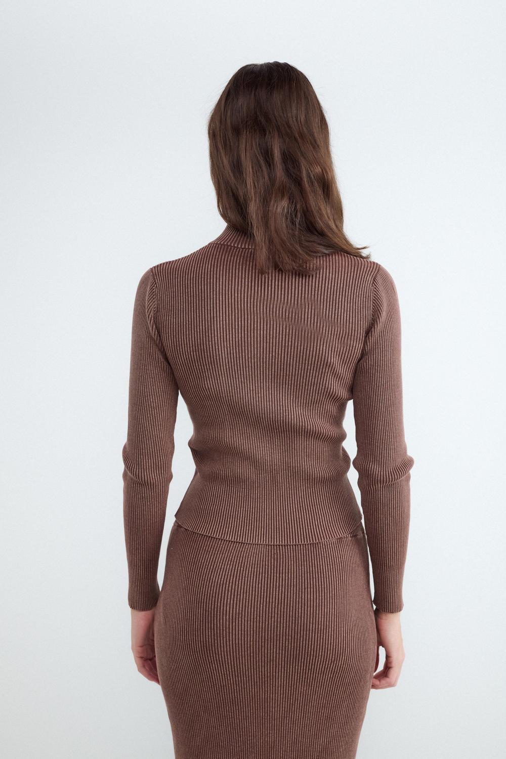 Sweater Slim Full Zipper - Brown Out