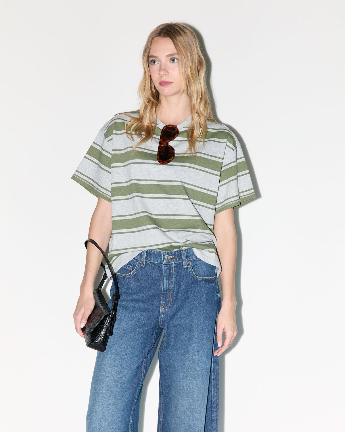 Remera Boxy Stripes - Light Grey Melange