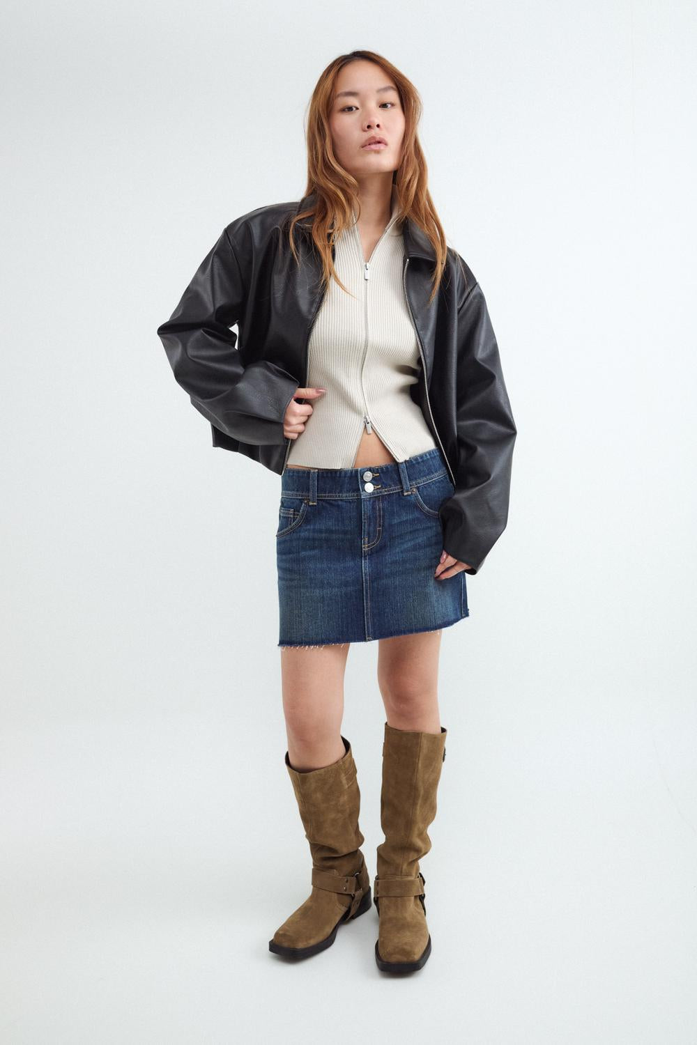 Campera Bomber PU - Black