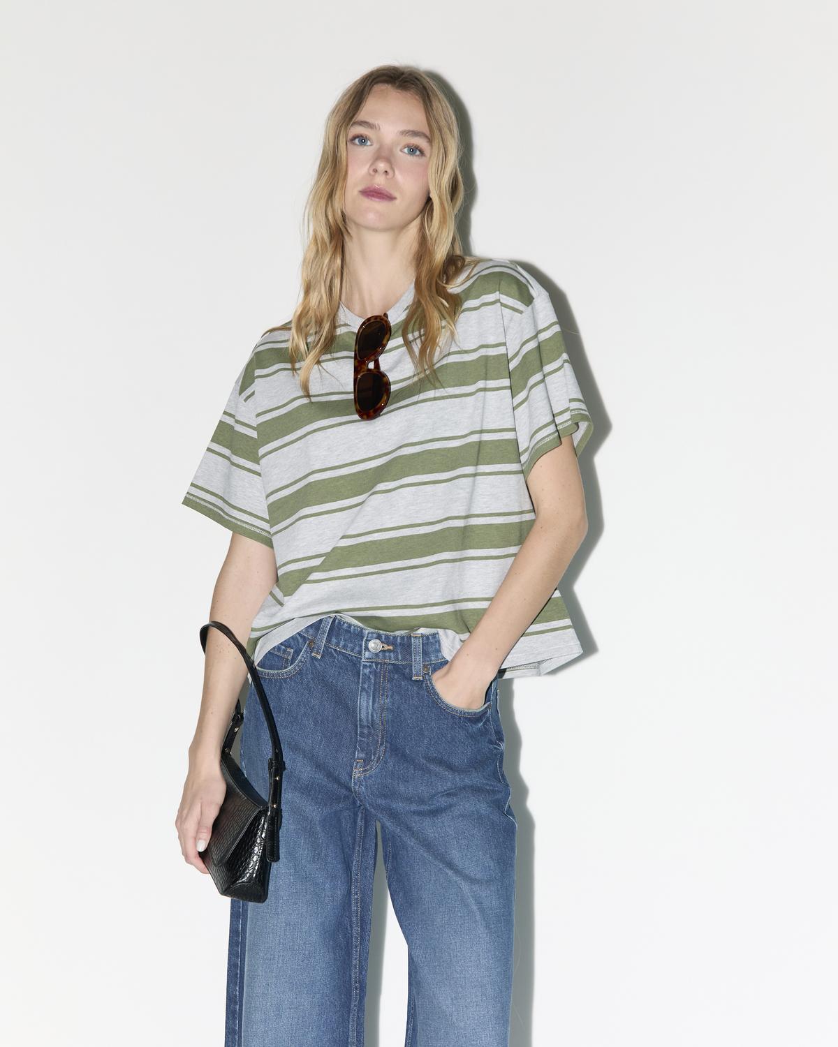 Remera Boxy Stripes - Light Grey Melange
