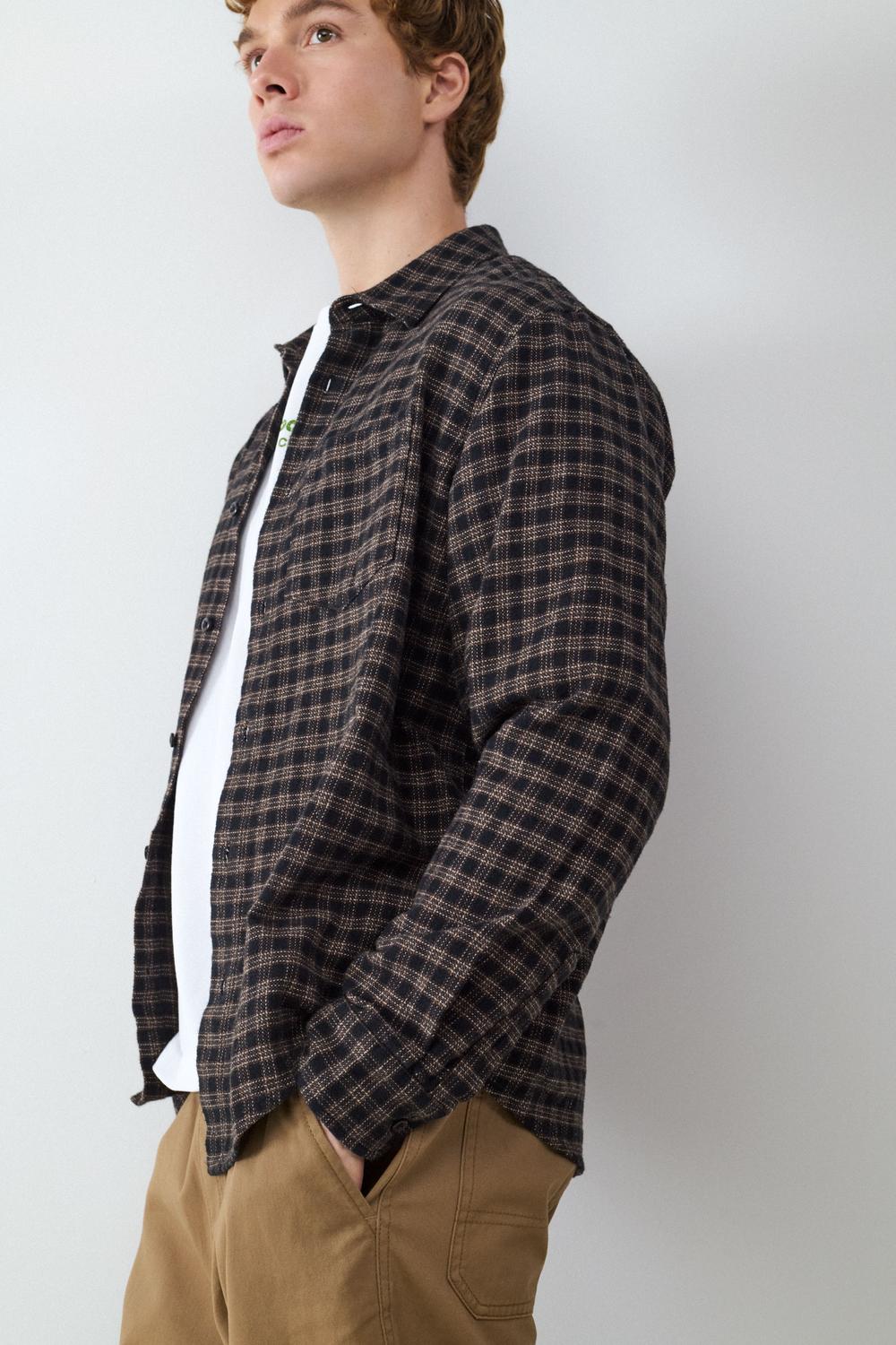 Camisa OVERSIZE POCKET FLANNEL - Black Bean
