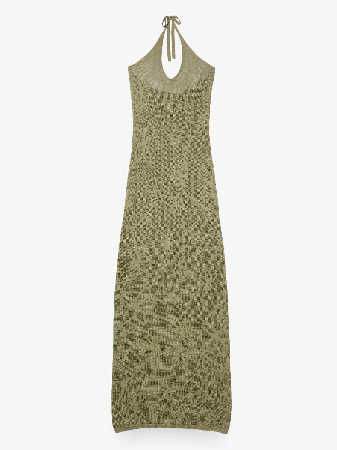 Vestido Loose Long Flowers Embro - Classic Green