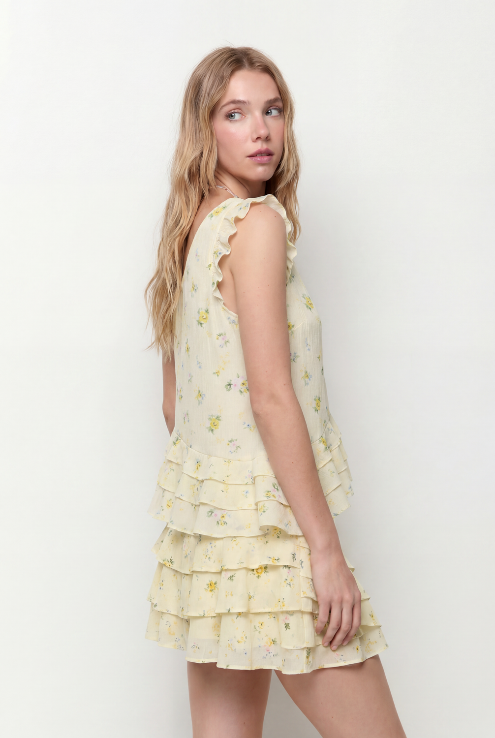 Pollera Mini Set Flowers - Blazing Yellow