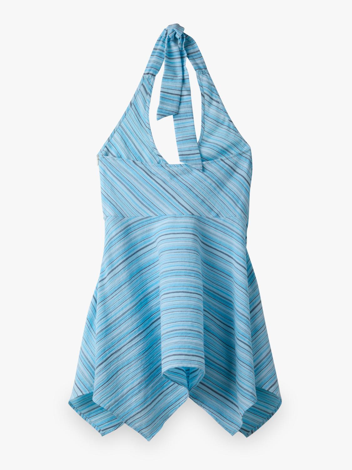 Vestido Halter Stripes - Light Blue