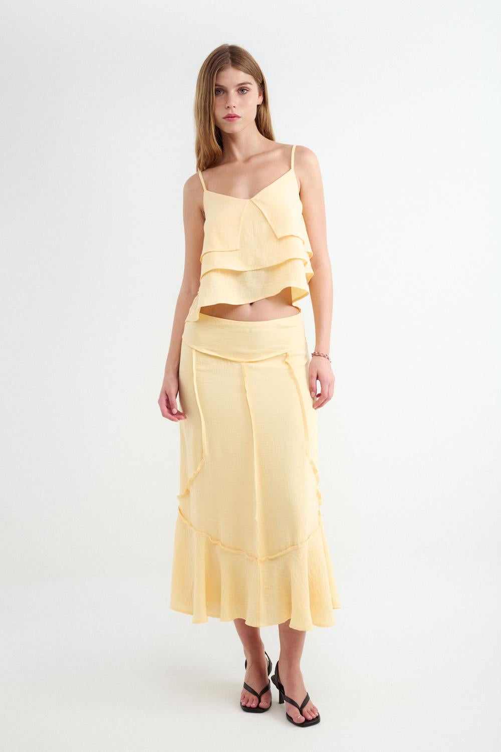Pollera Midi Seams - Blazing Yellow