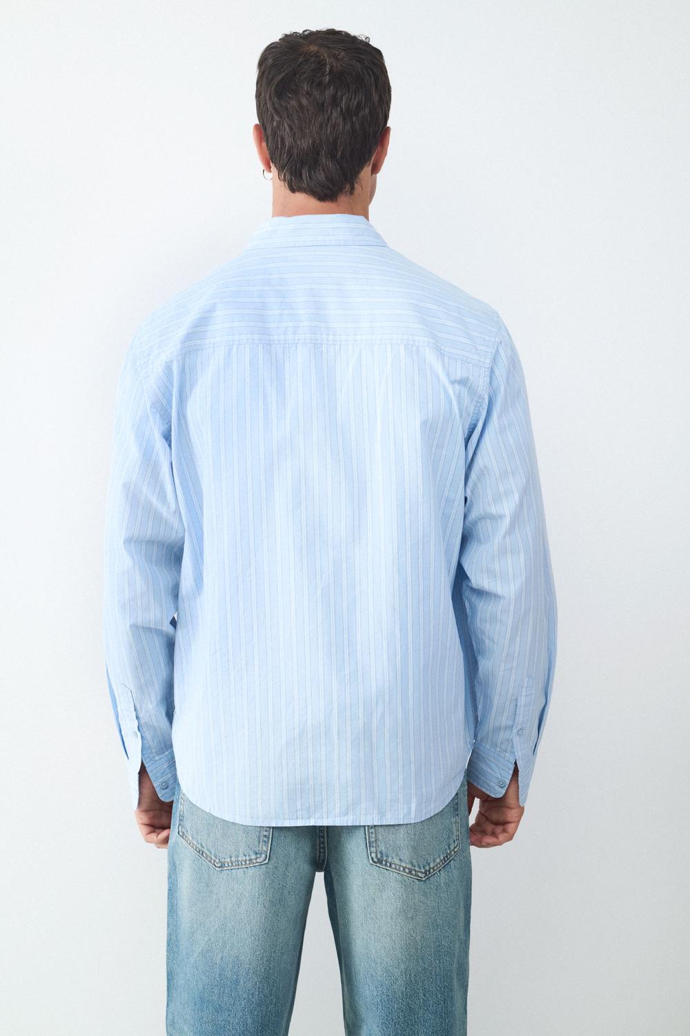 Camisa Oversize Stripes Retiro - Light Blue
