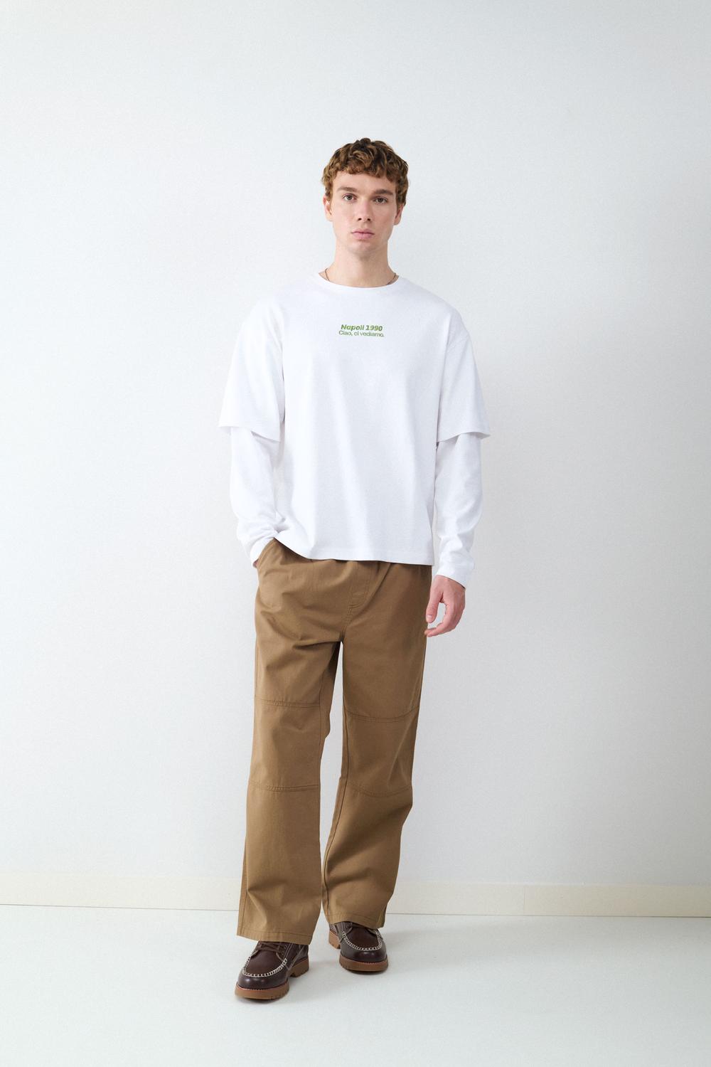 Camisa Relaxed Fit Double Pizza - White