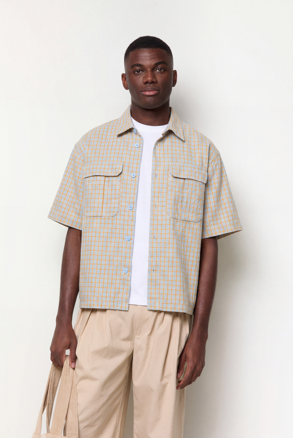 Camisa Regular Fit Checked - Light Blue