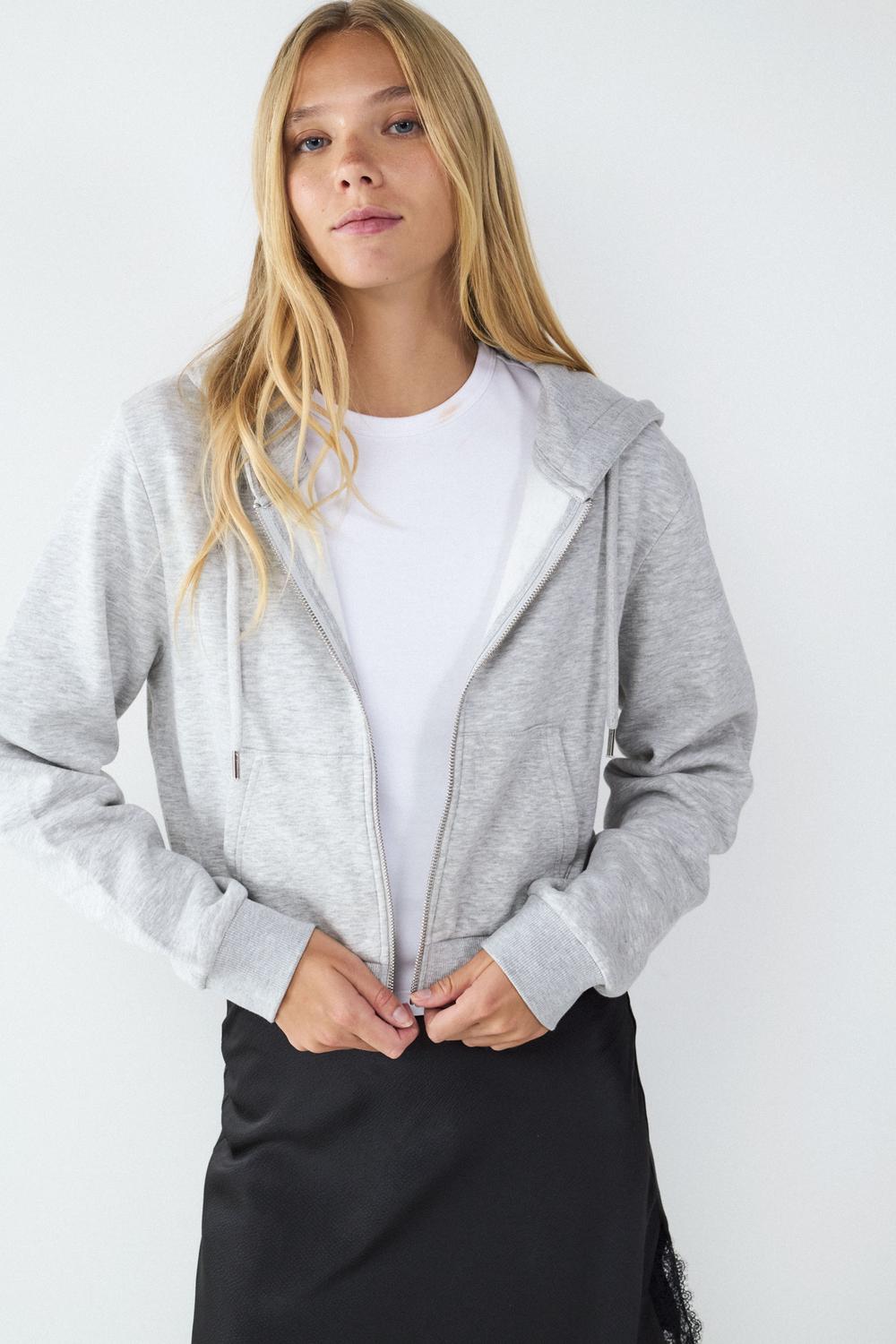 Campera Regular Zipper - Super Light Grey Melange