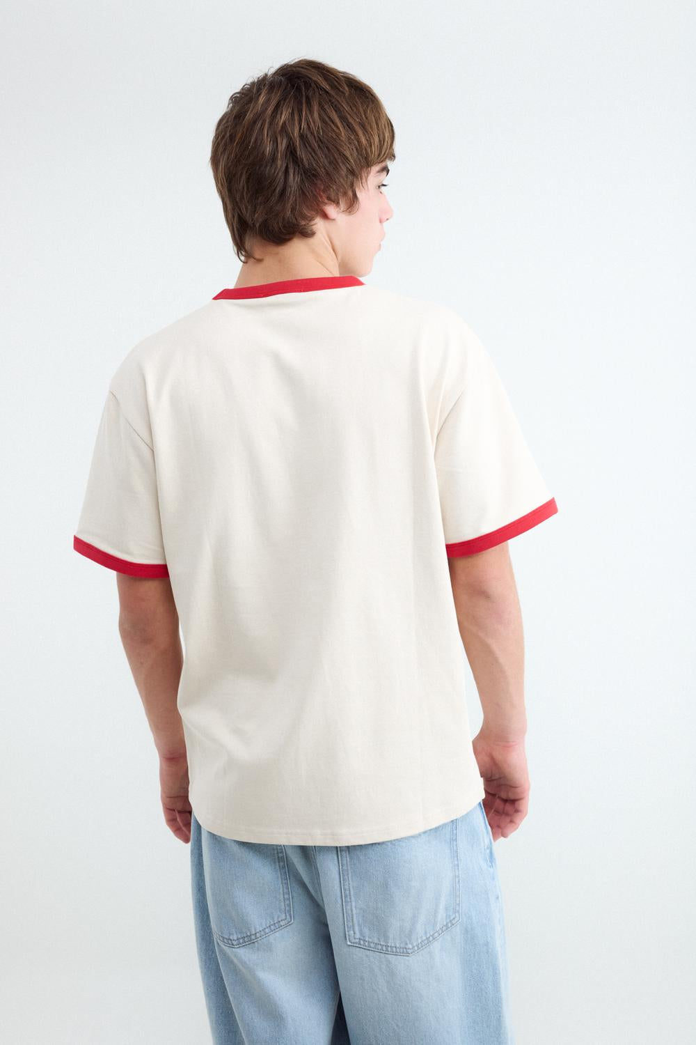 Remera Regular Fit Contrast Piping - Bright Red