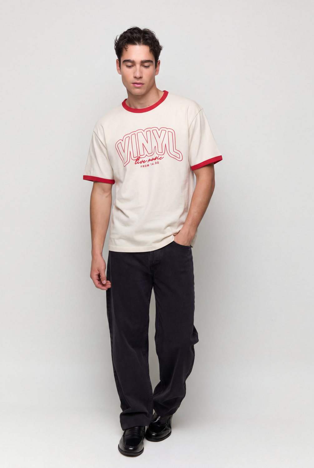 Remera Regular Fit Contrast Piping - Bright Red