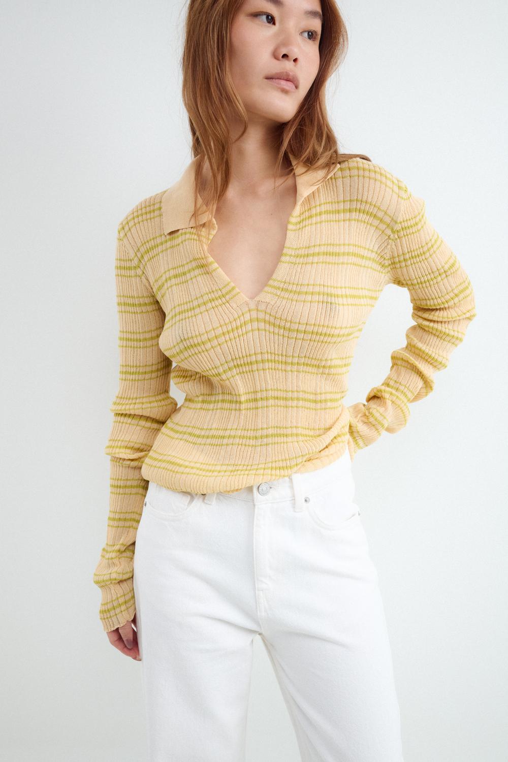 Sweater Regular Polo Open Work - Orange