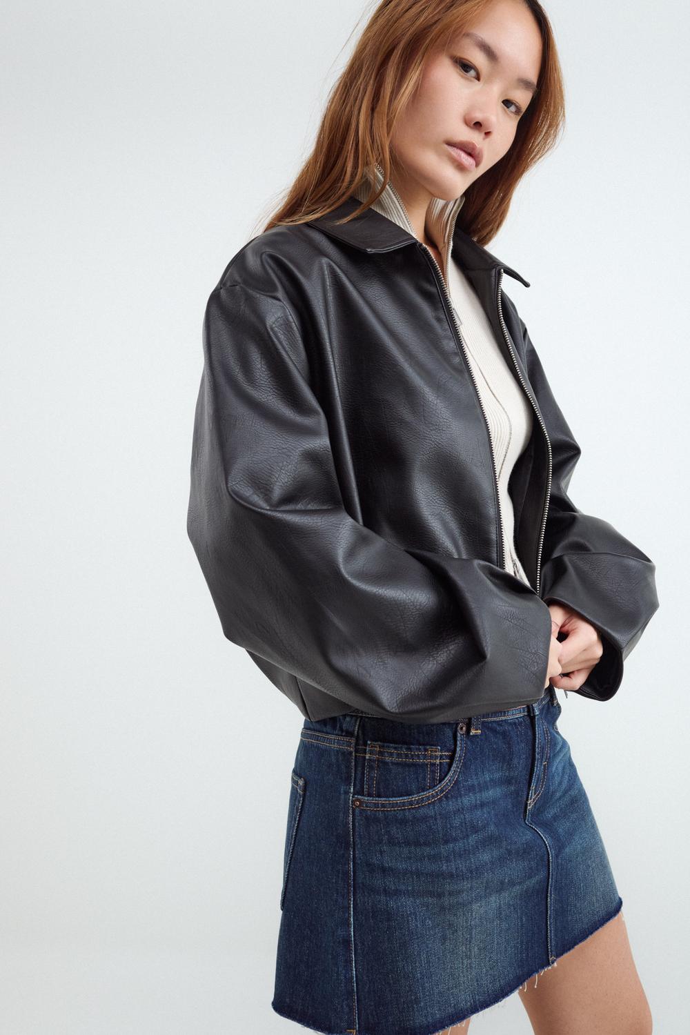 Campera Bomber PU - Black