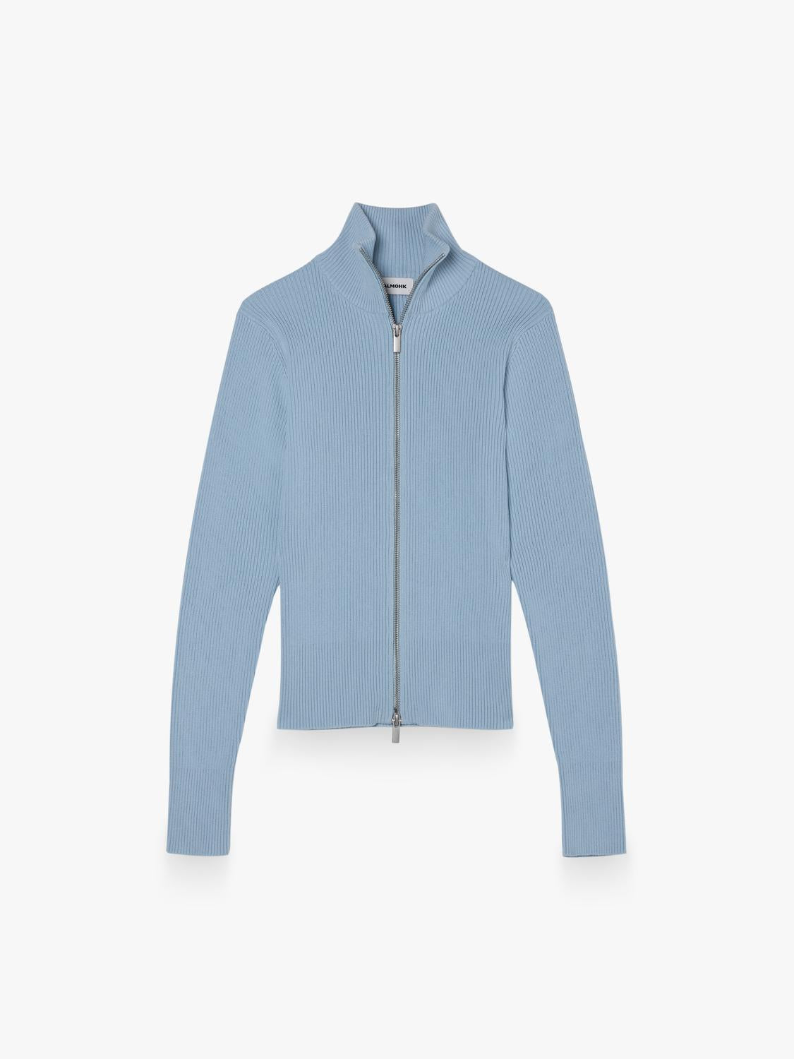 Sweater Slim Full Zipper Turtle Neck - Light Blue