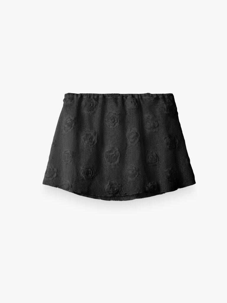 Pollera Mini Flowers Transparent - Black