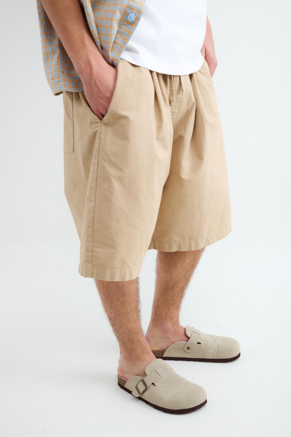 Short Regular Fit Pleats Volume - Beige