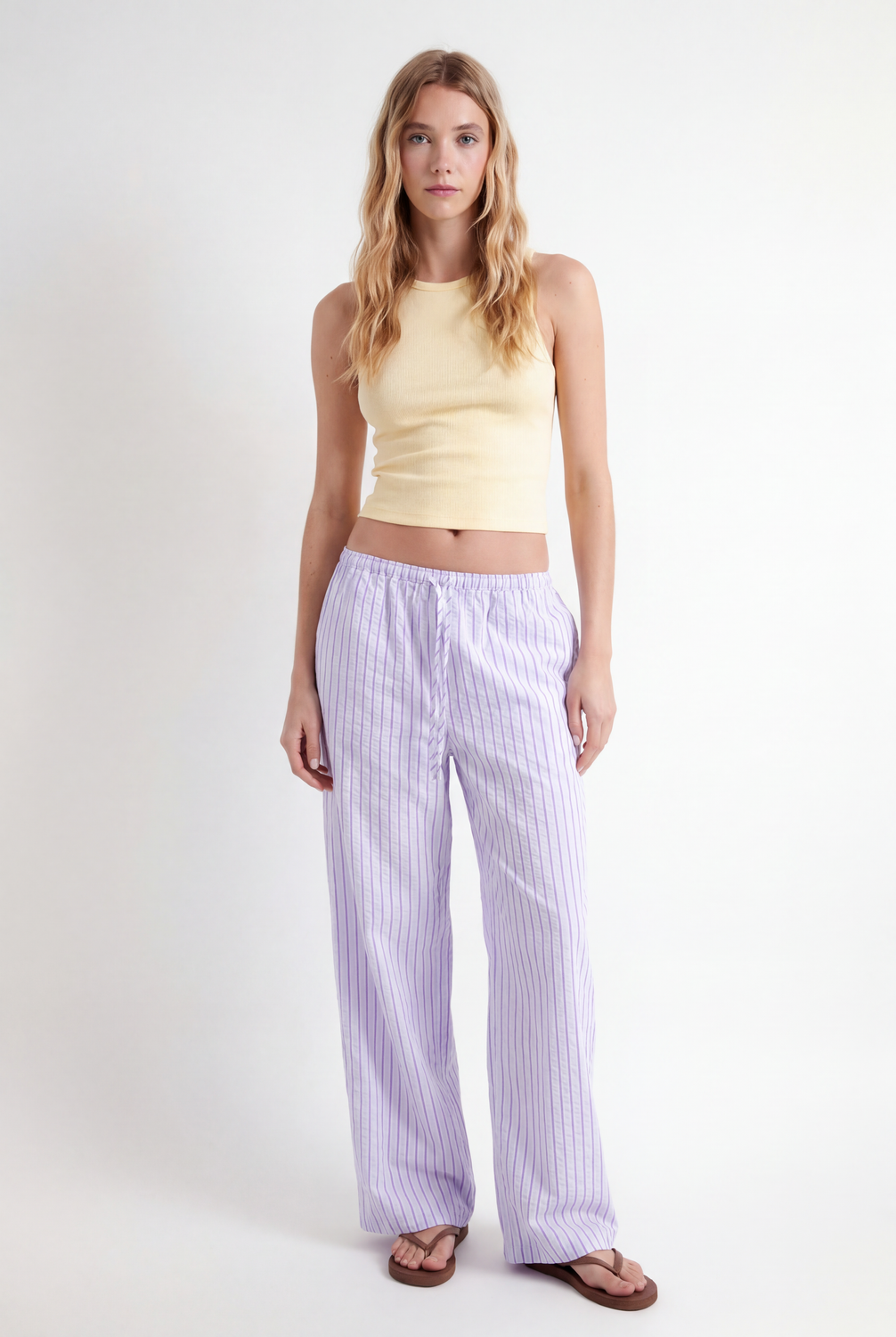 Pantalón Wide Leg Tailor Jogger Stripes - White