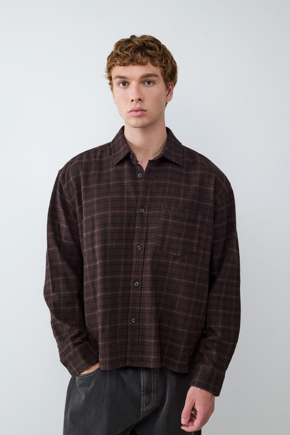 Camisa Boxy Pocket Flannel - Coffee Bean