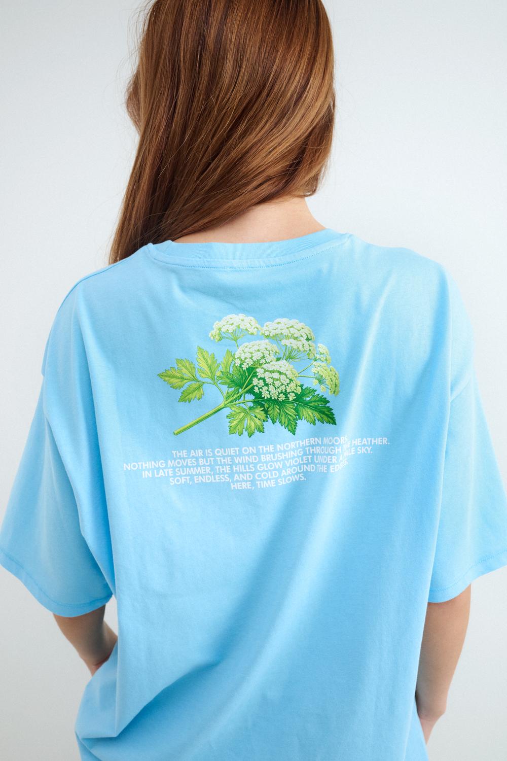 Remera Oversize Blue Flower - Light Blue