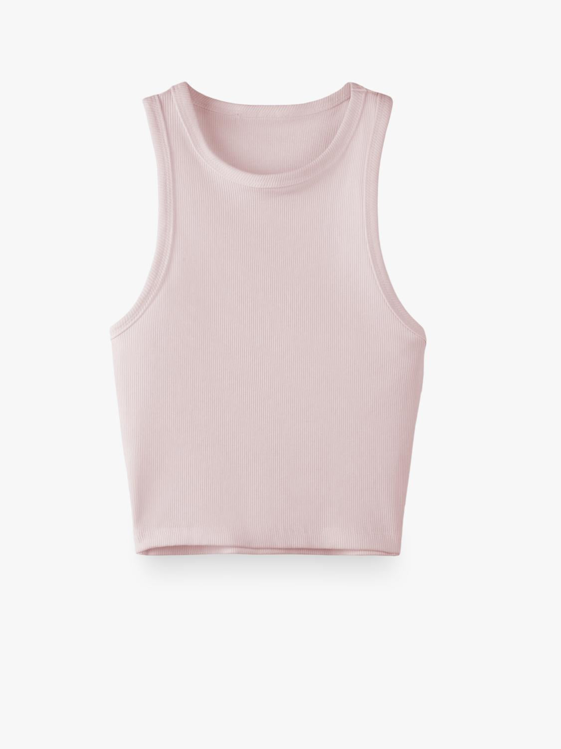 Top Crop Halter Tank - Light Pink