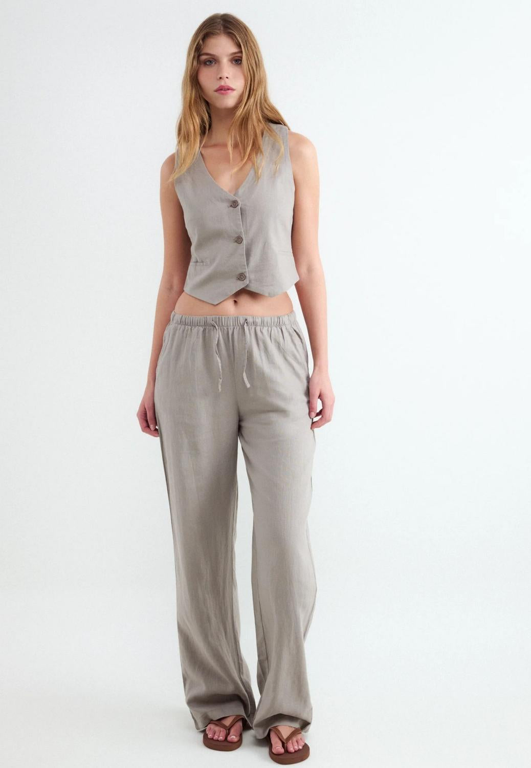 Pantalón Wide Leg Rustic Jogger - Deep Taupe