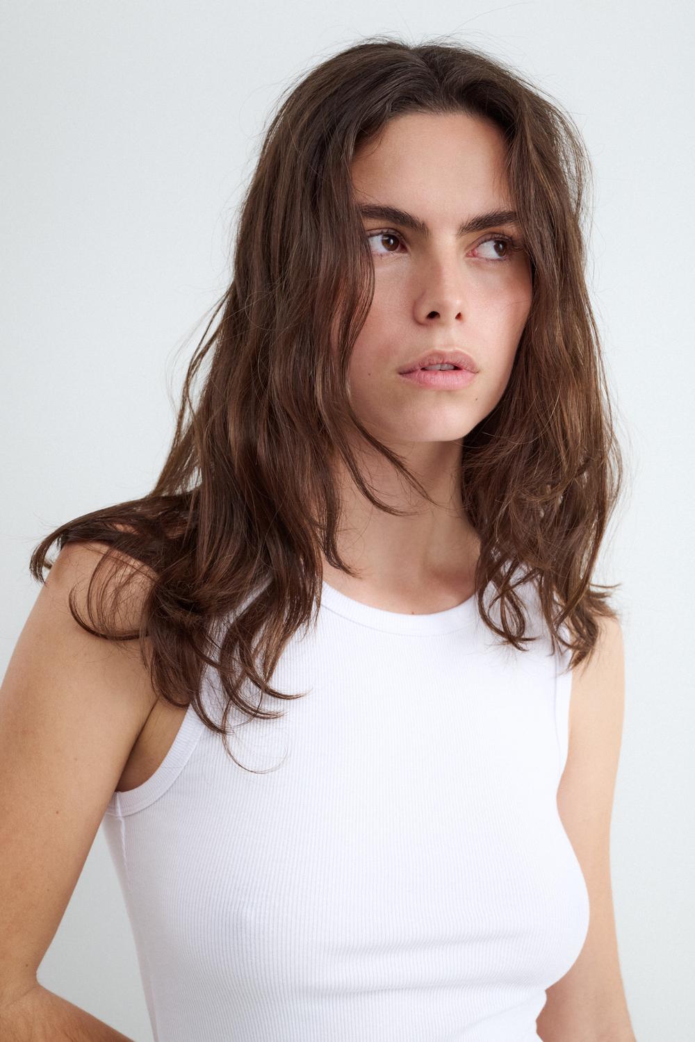 Top Crop Halter Tank - White