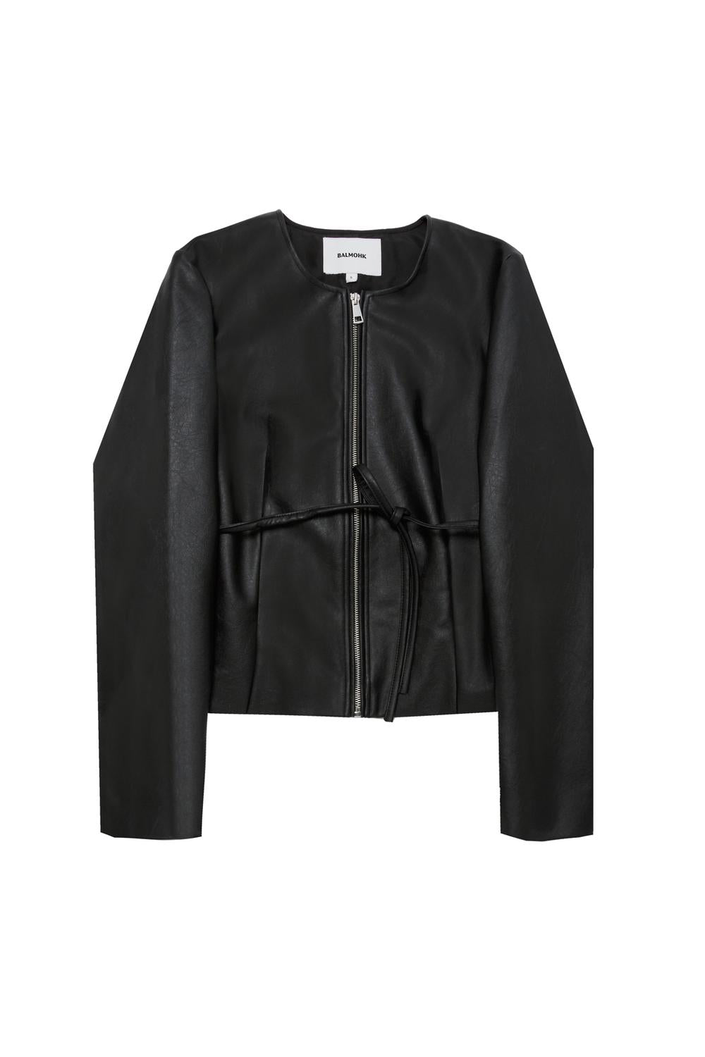 Campera Fitted PU Zipper - Black