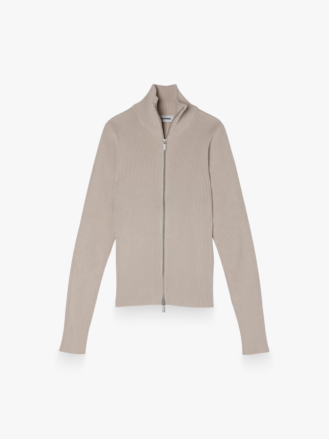 Sweater Slim Full Zipper Turtle Neck - Pumice Stone