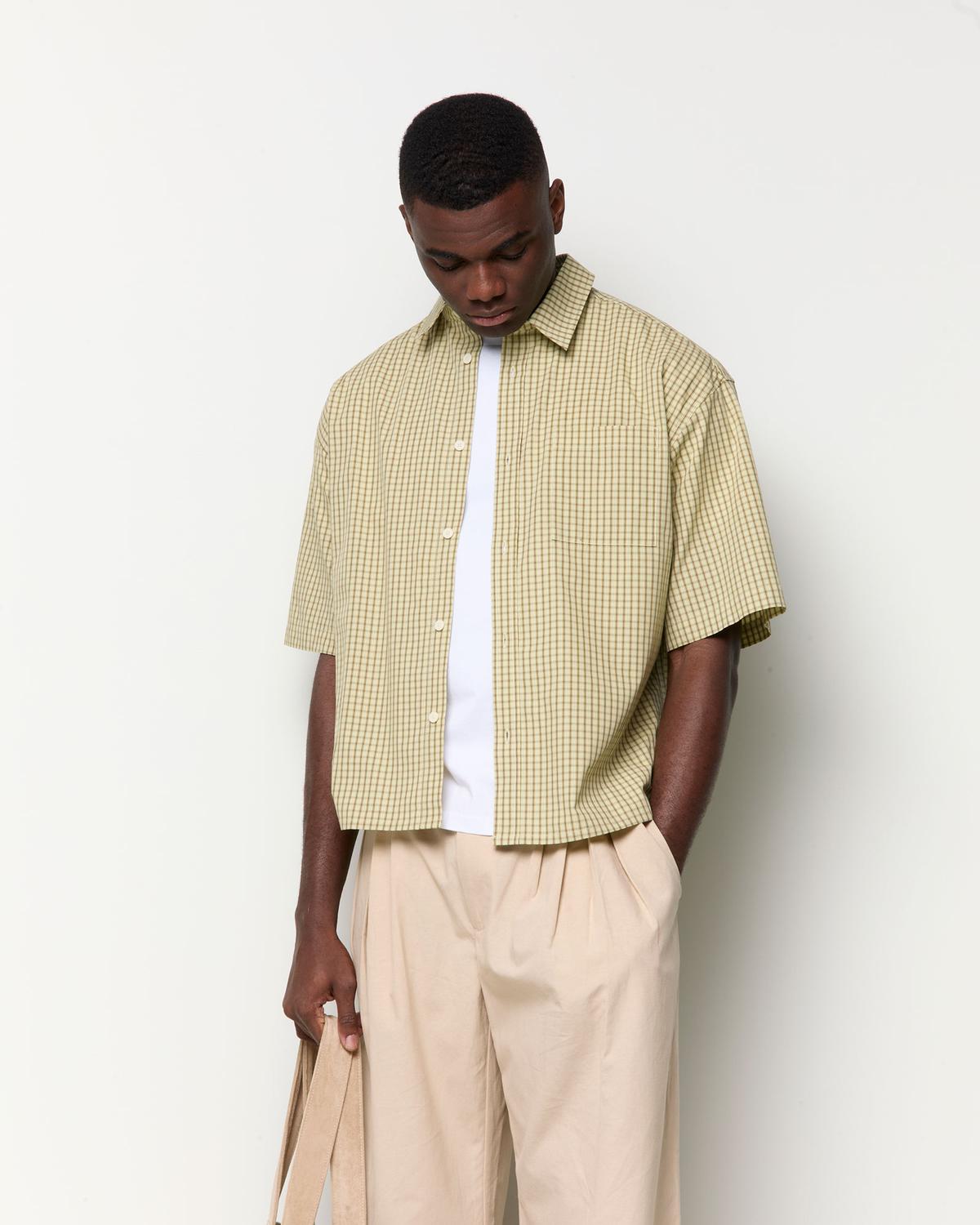 Camisa Boxy Checked Poplin - Tarragon