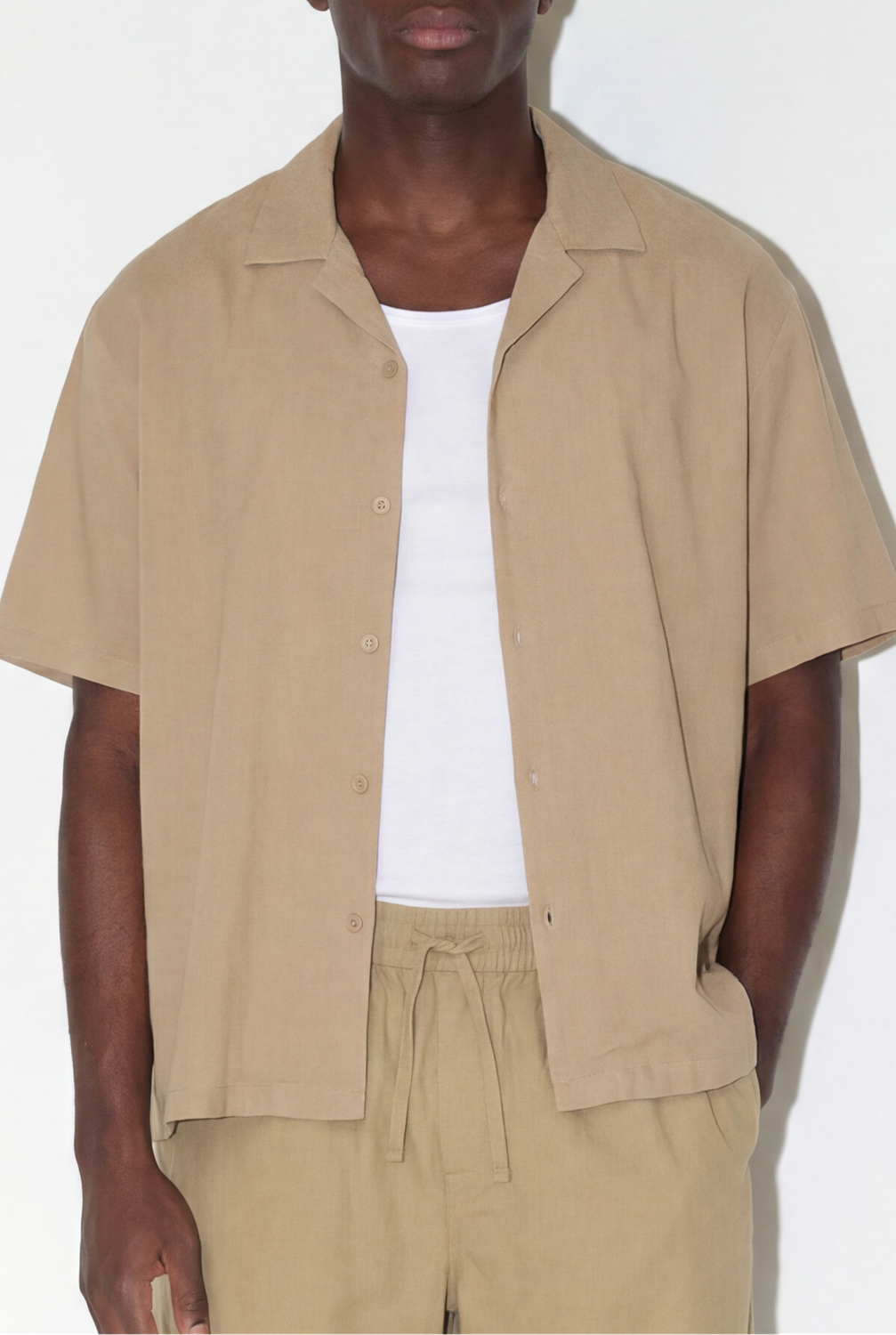 Camisa Relaxed Fit Fluid - Beige