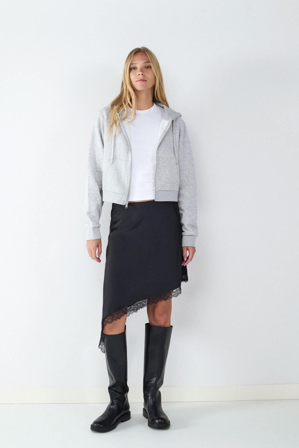 Campera Regular Zipper - Super Light Grey Melange