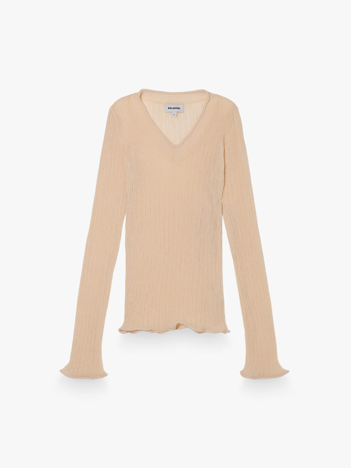 Sweater Slim Open Work V Neck - Blazing Yellow