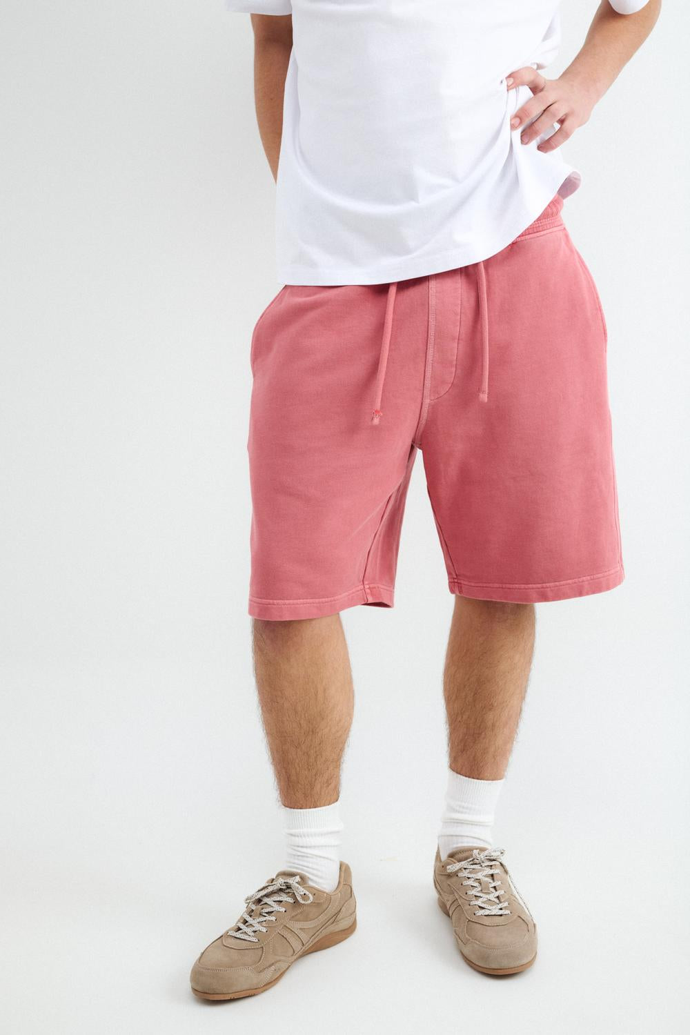 Short Regular Fit Washed Terry - Bright Red