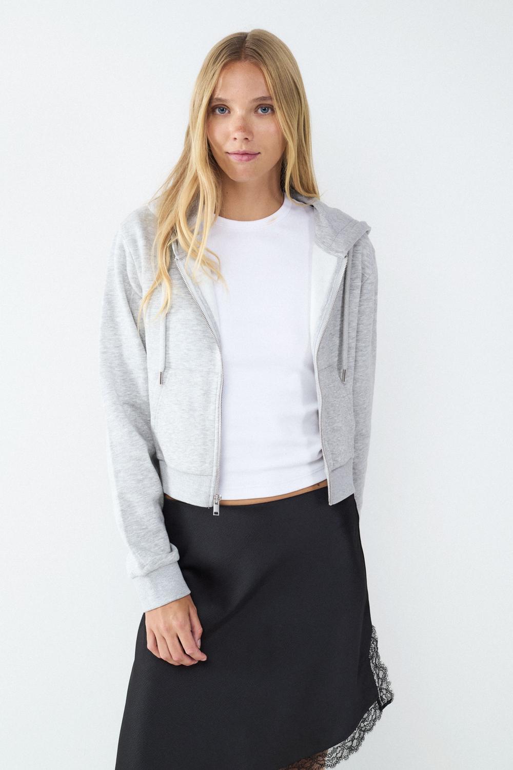 Campera Regular Zipper - Super Light Grey Melange