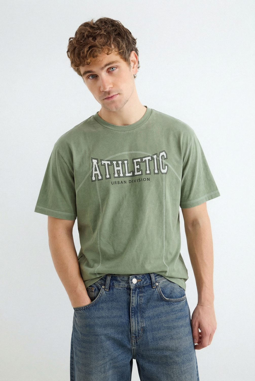 Remera Relaxed Fit Athletic Seam - Classic Green