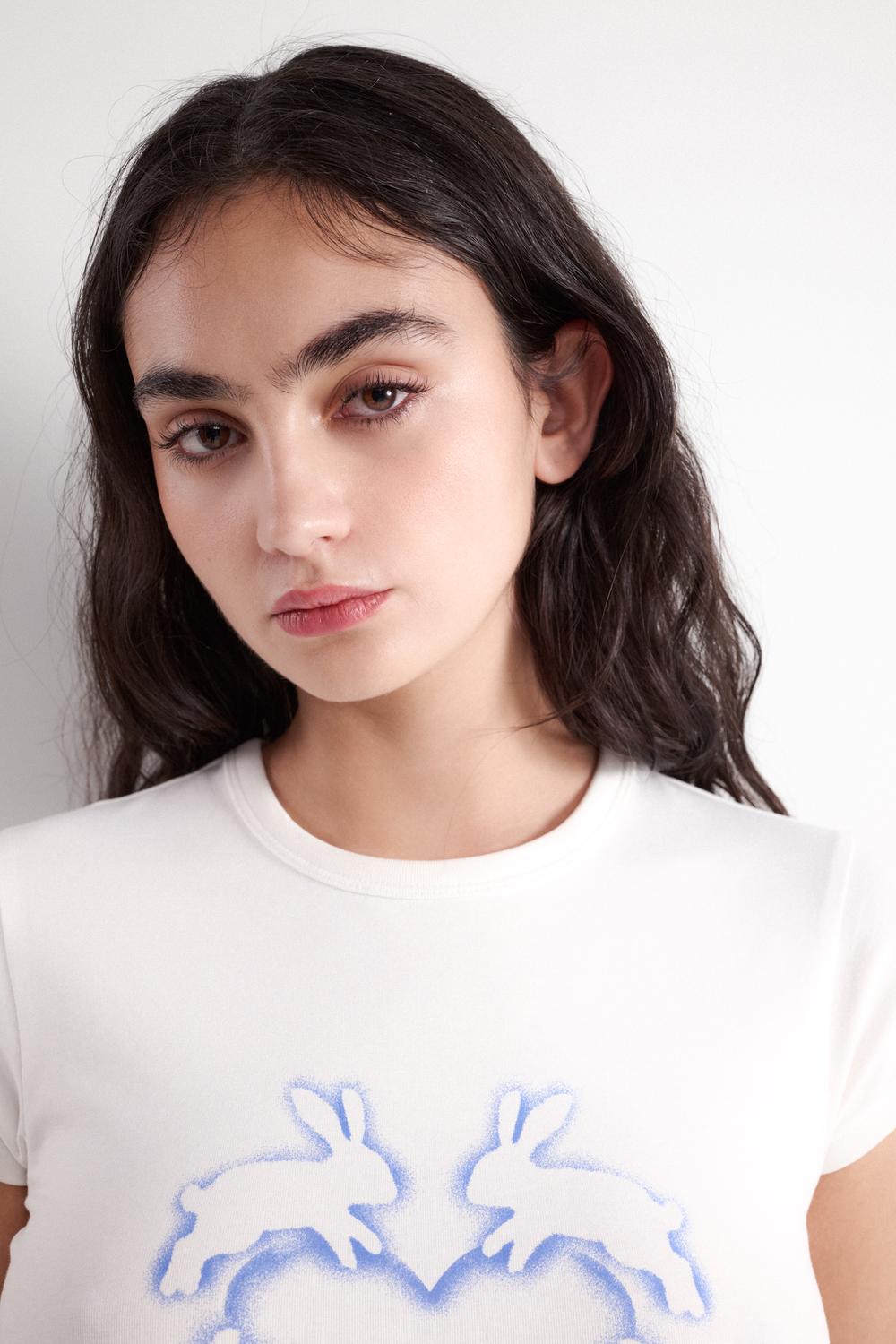 Remera Slim Print Rabbit - White