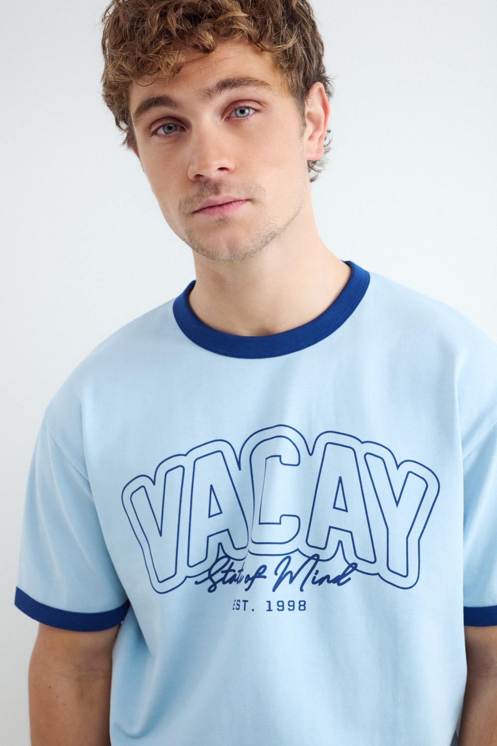 Remera Regular Fit Contrast Piping - Classic Blue