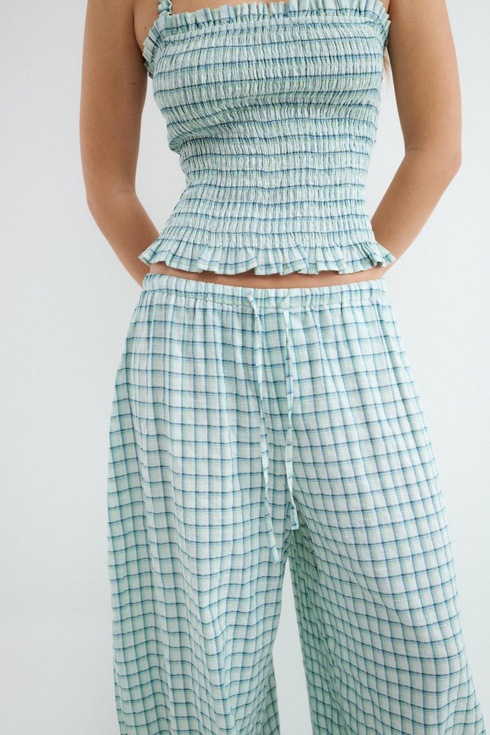 Pantalón Baggy Checks - Light Blue