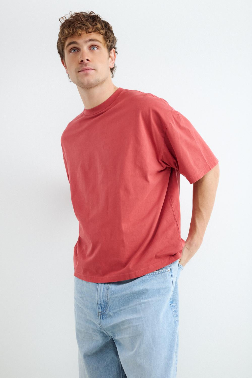Remera Boxy Washed - Bright Red
