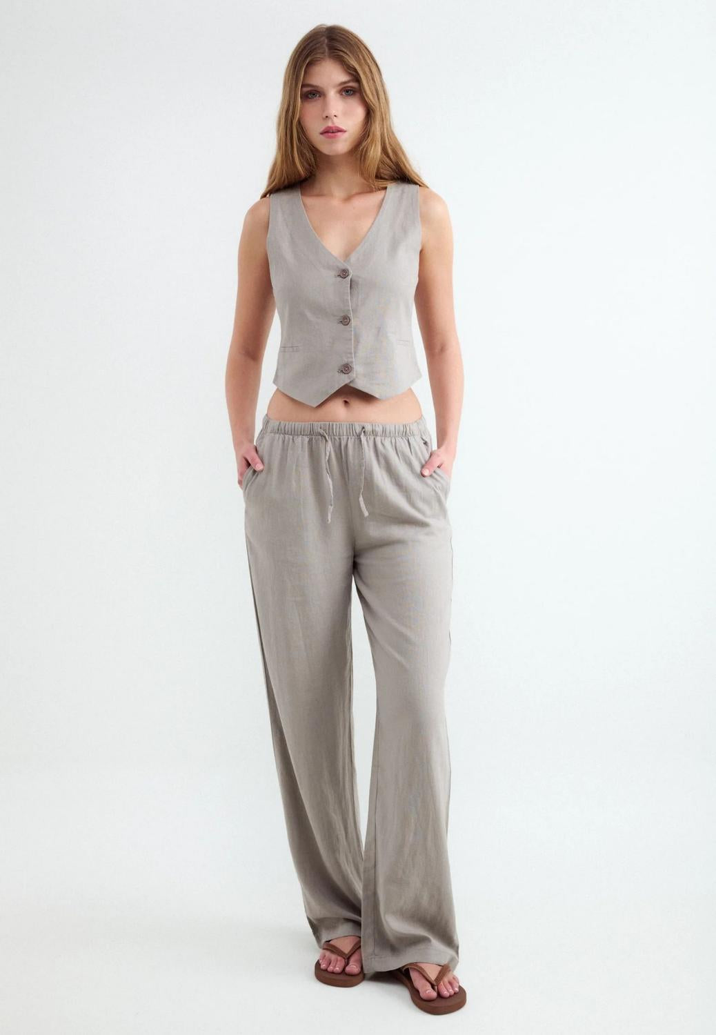 Pantalón Wide Leg Rustic Jogger - Deep Taupe