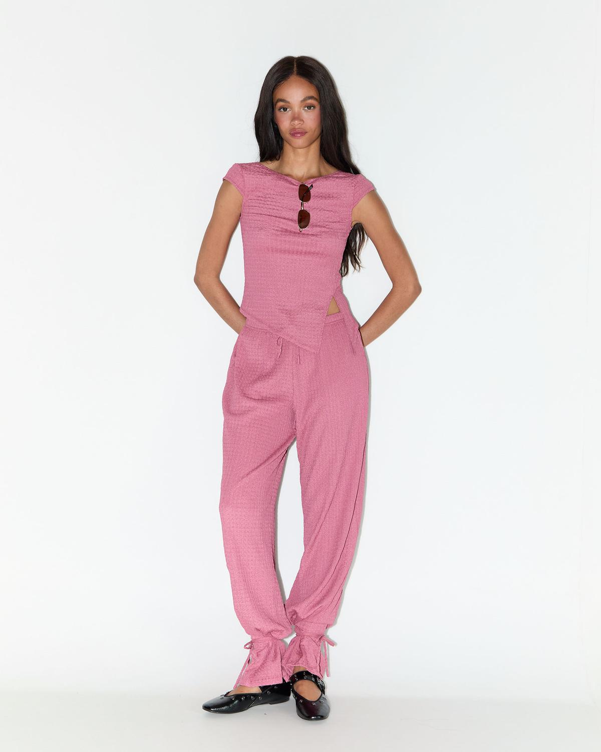 Pantalón Relaxed Textured - Rose Wine