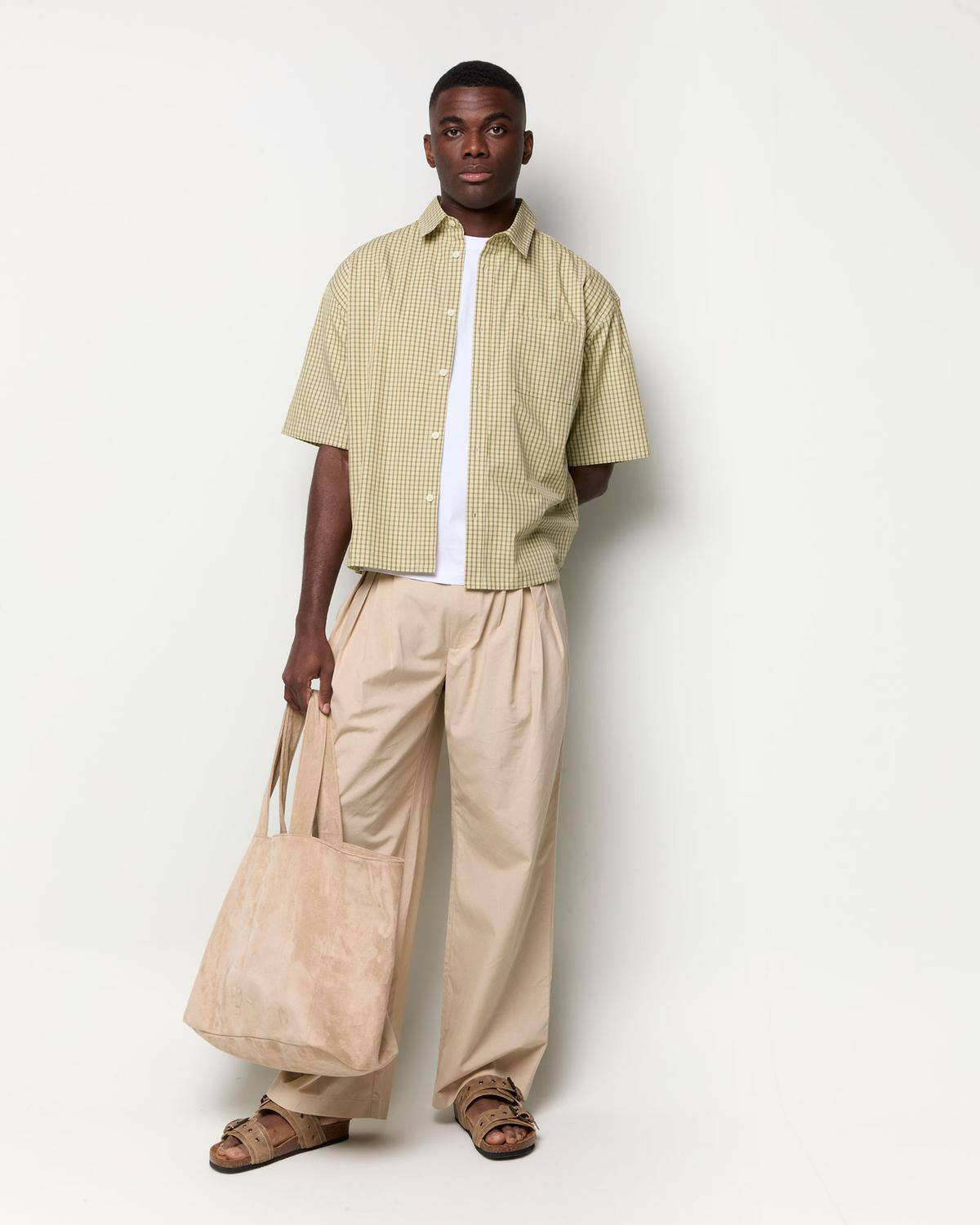 Camisa Boxy Checked Poplin - Tarragon