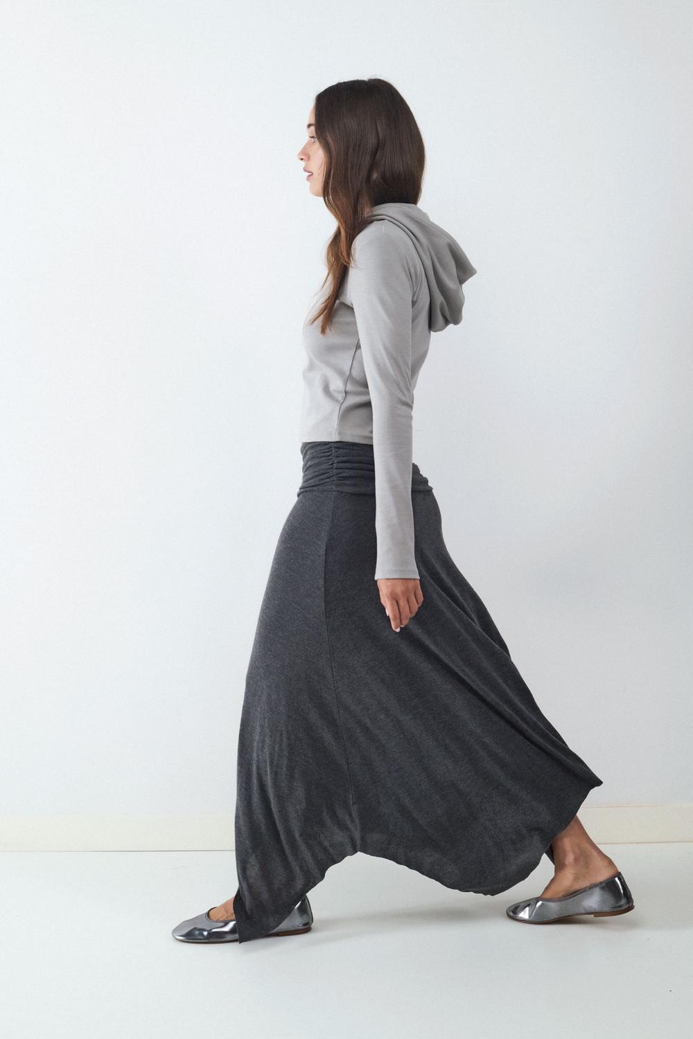 Pollera Midi Drapped - Dark Shadow