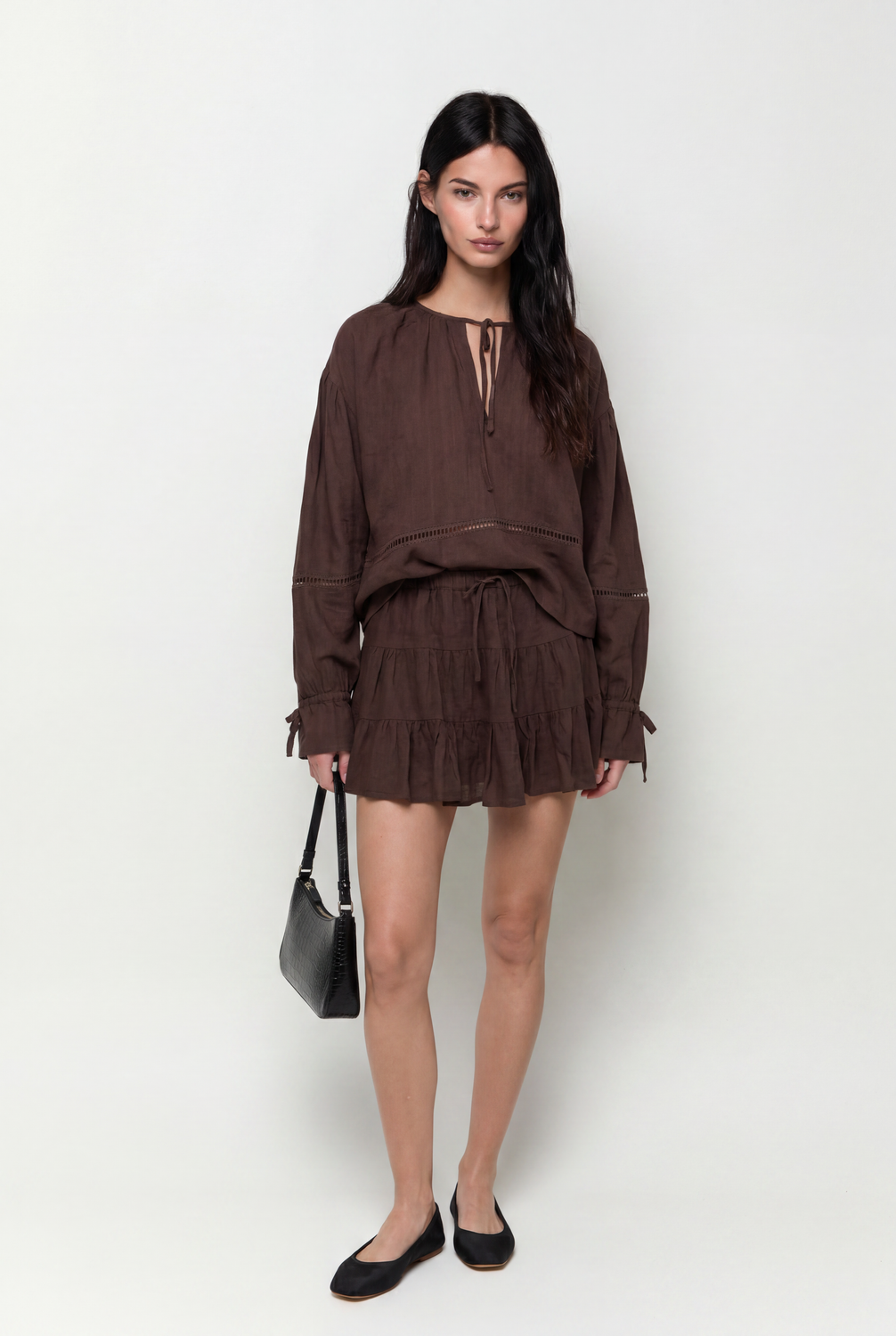 Camisa Relaxed Rustic Ml Sleeve Detail - Chocolate Brown