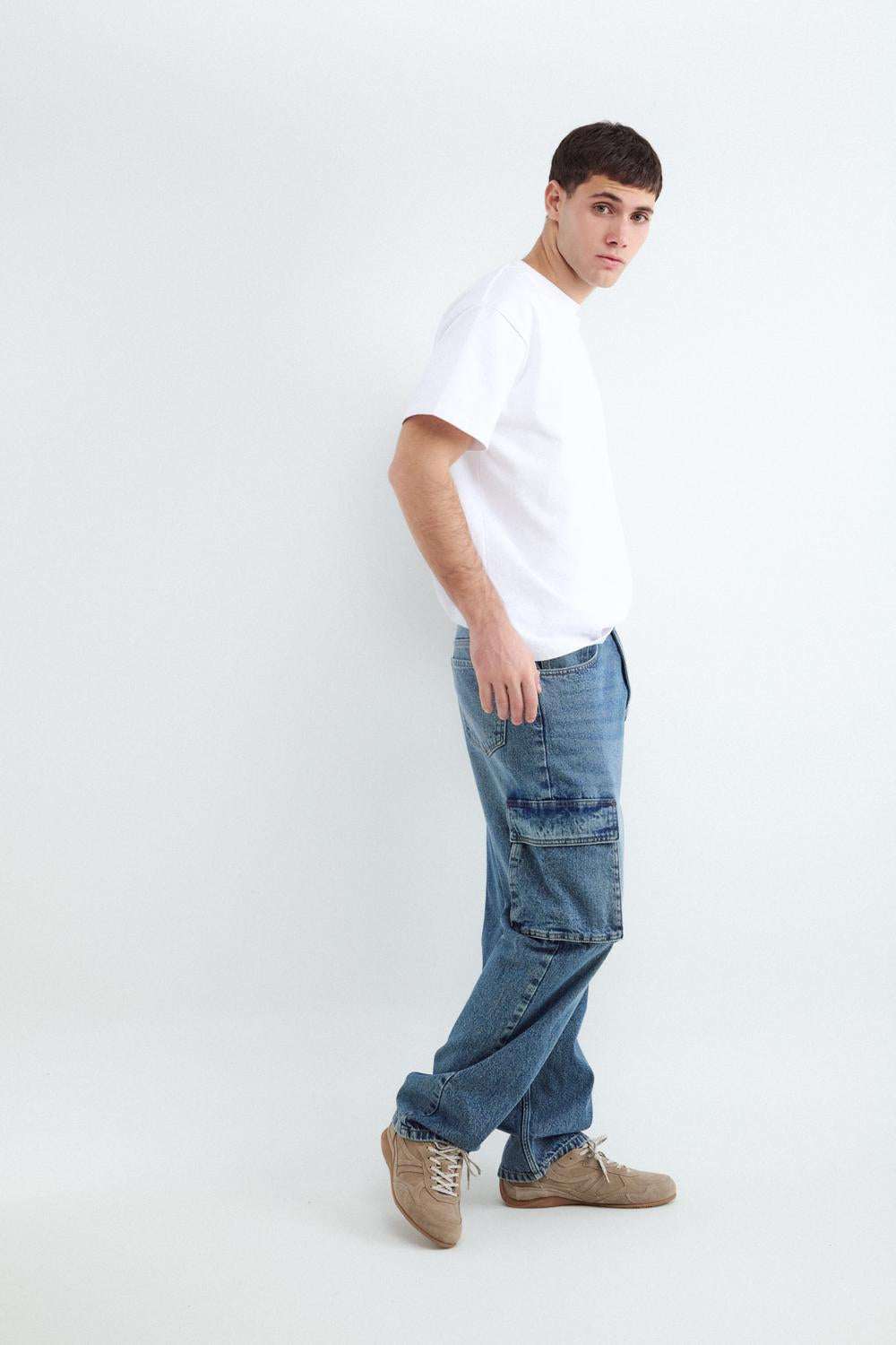 Jean STRAIGHT FIT CARGO LUIS - Dark Blue Denim