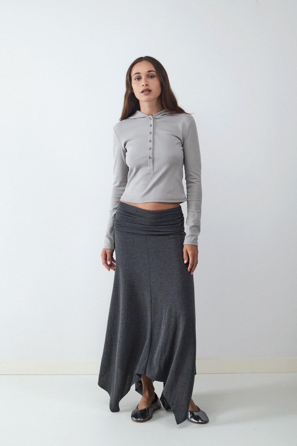 Pollera Midi Drapped - Dark Shadow