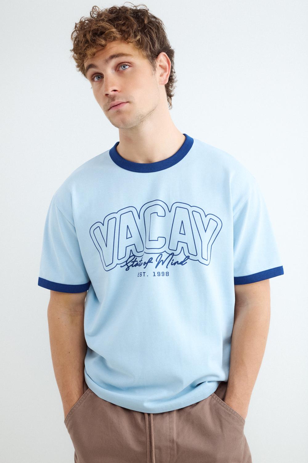 Remera Regular Fit Contrast Piping - Classic Blue