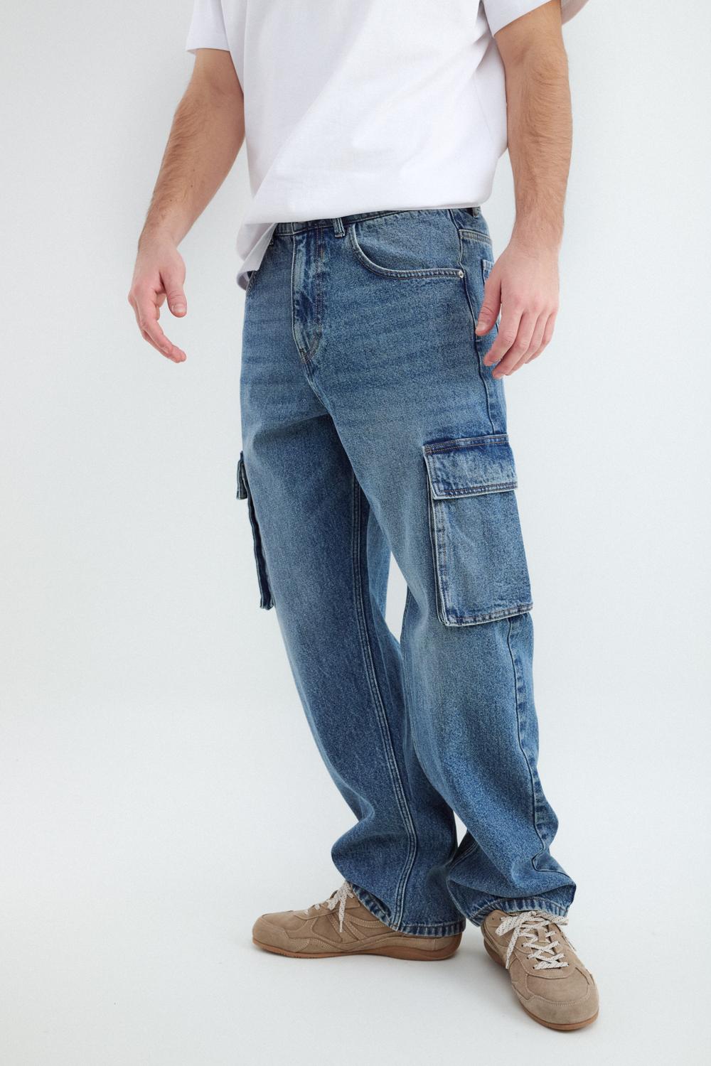 Jean STRAIGHT FIT CARGO LUIS - Dark Blue Denim