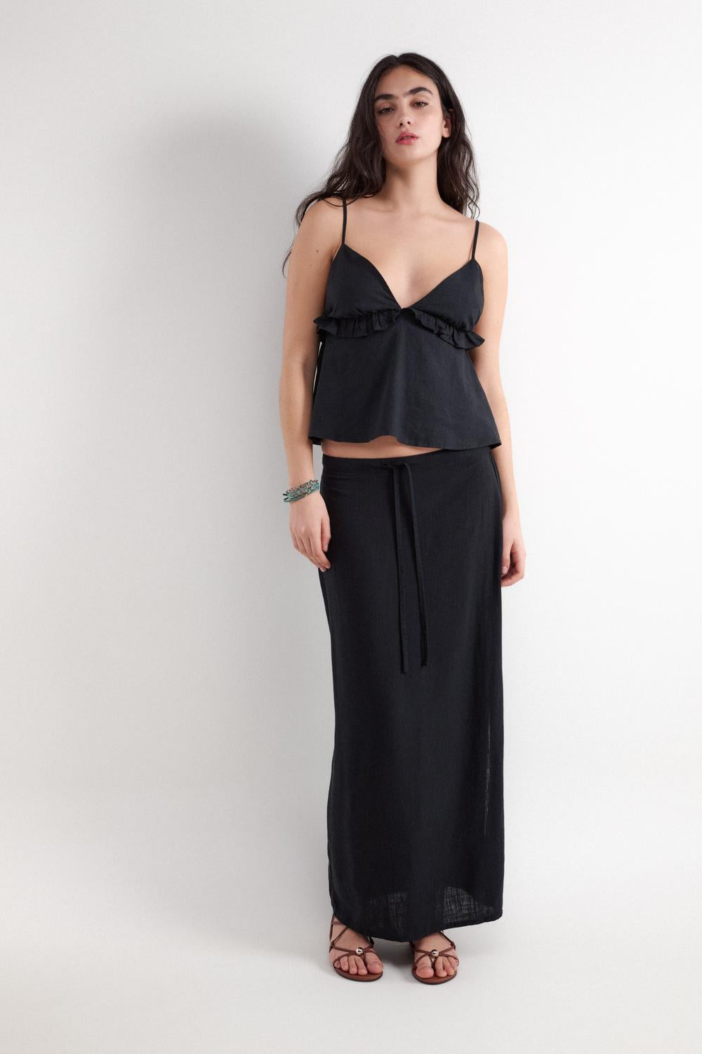 Pollera Long Rustic - Black